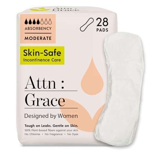 ATTN : GRACE Moderate Inkontinenz-Einlagen für Frauen, 28er-Pack - Pflanzlich, Hohe Saugfähigkeit, Atmungsaktiv - Inkontinenz-Einlagen bei mittlerem Blasenverlust & empfindlicher Haut