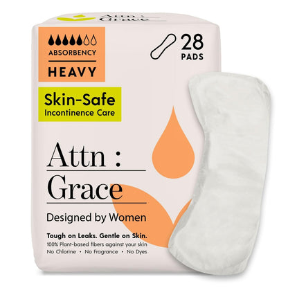 Attn: Grace Schwere Inkontinenzeinlagen für Damen, 28er-Pack – Pflanzenbasiert, hohe Saugfähigkeit, atmungsaktiv – Inkontinenzeinlagen bei starkem Harnverlust und empfindlicher Haut