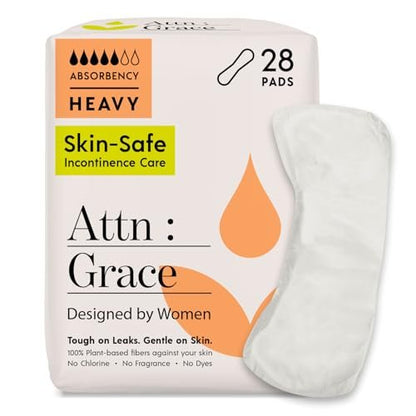 Attn: Grace Schwere Inkontinenzeinlagen für Damen, 28er-Pack – Pflanzenbasiert, hohe Saugfähigkeit, atmungsaktiv – Inkontinenzeinlagen bei starkem Harnverlust und empfindlicher Haut