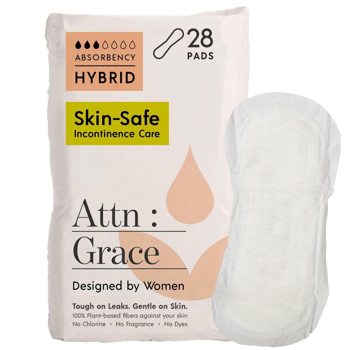 Attn: Grace Hybrid Inkontinenz Einlagen für Damen, 28er-Pack – pflanzlich, hohe Saugfähigkeit, atmungsaktiv – Inkontinenz Einlagen bei leichten Blasenschwächen & empfindlicher Haut