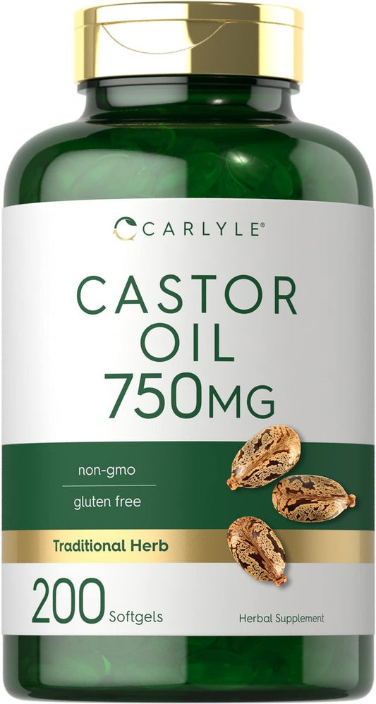 Carlyle Rizinusöl 750 mg | 200 Softgels | Traditionelles Kräuterergänzungsmittel | Non-GMO, Glutenfrei