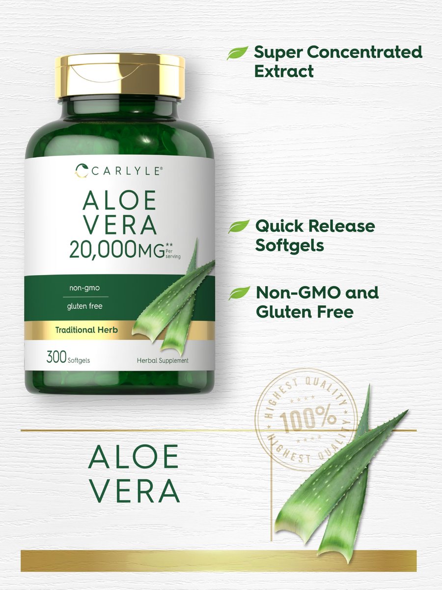 Carlyle Aloe Vera Softgel-Kapseln | 300 Stück | Aloe Vera Gel Nahrungsergänzungsmittel | Non-GMO, Glutenfrei
