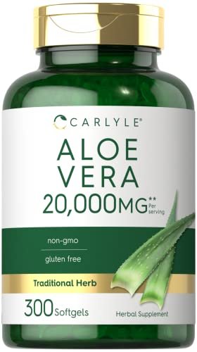 Carlyle Aloe Vera Softgel-Kapseln | 300 Stück | Aloe Vera Gel Nahrungsergänzungsmittel | Non-GMO, Glutenfrei