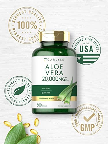Carlyle Aloe Vera Softgel-Kapseln | 300 Stück | Aloe Vera Gel Nahrungsergänzungsmittel | Non-GMO, Glutenfrei