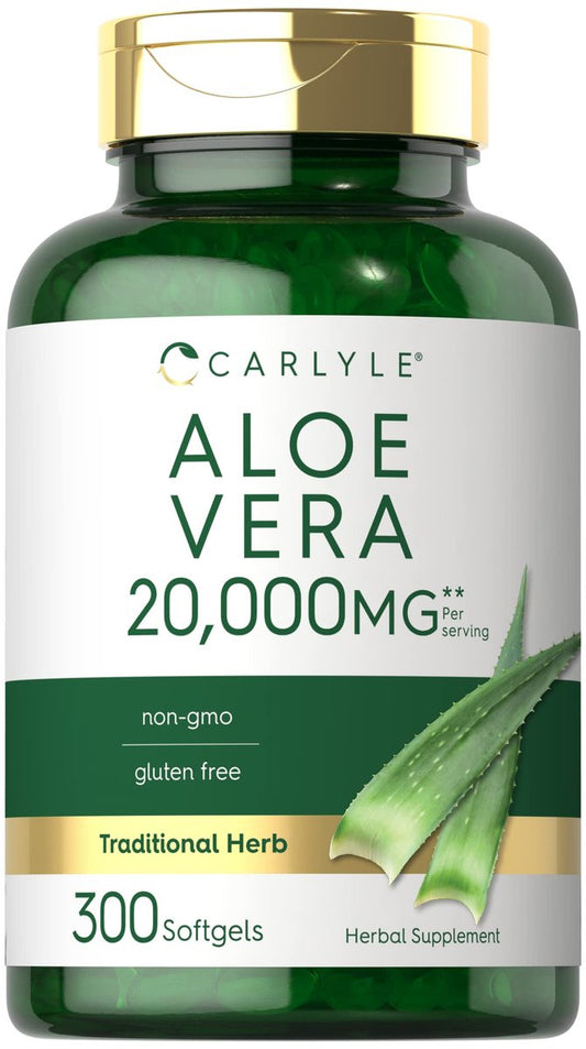 Carlyle Aloe Vera Softgel-Kapseln | 300 Stück | Aloe Vera Gel Nahrungsergänzungsmittel | Non-GMO, Glutenfrei