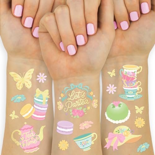 xo, Fetti Teeparty Temporäre Tattoos - 48 Glitzer Designs | Geburtstagsparty-Sets, Teekanne, Cupcakes, Schmetterling Basteln, Ostern, Muttertag