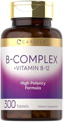 Carlyle B-Komplex Vitamin mit B12 | 300 Tabletten | Hochdosierte Formel | Vegetarisches & Nicht-GVO Nahrungsergänzungsmittel