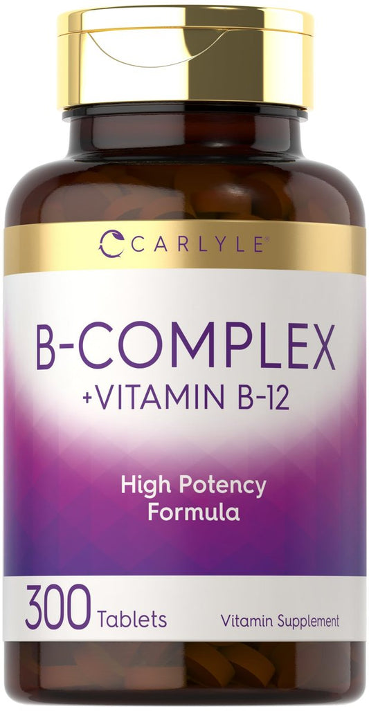 Carlyle B-Komplex Vitamin mit B12 | 300 Tabletten | Hochdosierte Formel | Vegetarisches & Nicht-GVO Nahrungsergänzungsmittel