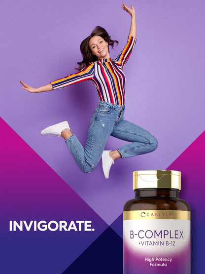 Carlyle B-Komplex Vitamin mit B12 | 300 Tabletten | Hochdosierte Formel | Vegetarisches & Nicht-GVO Nahrungsergänzungsmittel