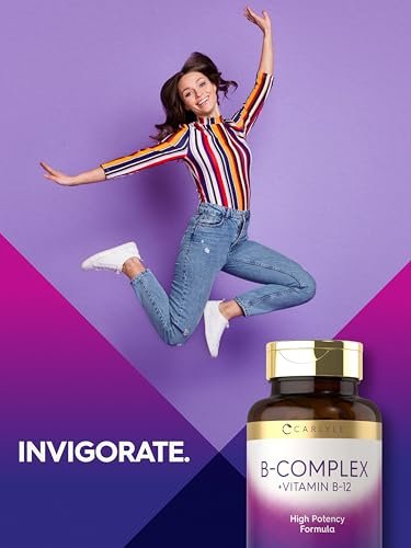 Carlyle B-Komplex Vitamin mit B12 | 300 Tabletten | Hochdosierte Formel | Vegetarisches & Nicht-GVO Nahrungsergänzungsmittel