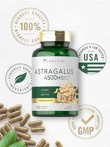 Carlyle Astragalus Wurzel Kapseln | 150 Stück | Vegetarisch, Nicht-GVO, Glutenfrei