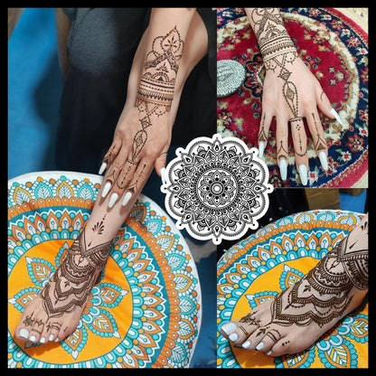Temporäre Tattoos Set, 4 Stück semipermanente Tattoo-Paste-Kegel, DIY Körperkunst für Frauen, Männer, Jugendliche, mit 3 Farben, 20 Klebe-Schablonen, 1 Flasche, 4 Düsen
