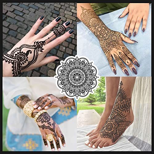 Temporäre Tattoos Set, 4 Stück semipermanente Tattoo-Paste-Kegel, DIY Körperkunst für Frauen, Männer, Jugendliche, mit 3 Farben, 20 Klebe-Schablonen, 1 Flasche, 4 Düsen