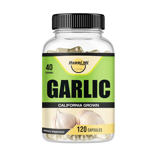 Happi Mi Nutrition Knoblauch Kapseln 2400mg – Aus Bio-Knoblauchzwiebeln, Kalifornien USA Anbau – Natürliches Immununterstützung Supplement, 40-Tage-Vorrat