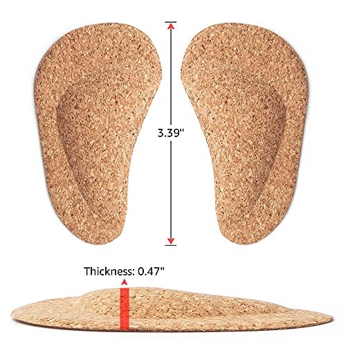 Dr. Foot's Fußgewölbe-Stützeinlagen für Plattfüße, Gel-Fußgewölbe-Einlagen bei Plantarfasziitis, selbstklebende Fußgewölbepolster zur Druckentlastung und Schmerzlinderung - 3 Paar (Kork, 3er-Pack)