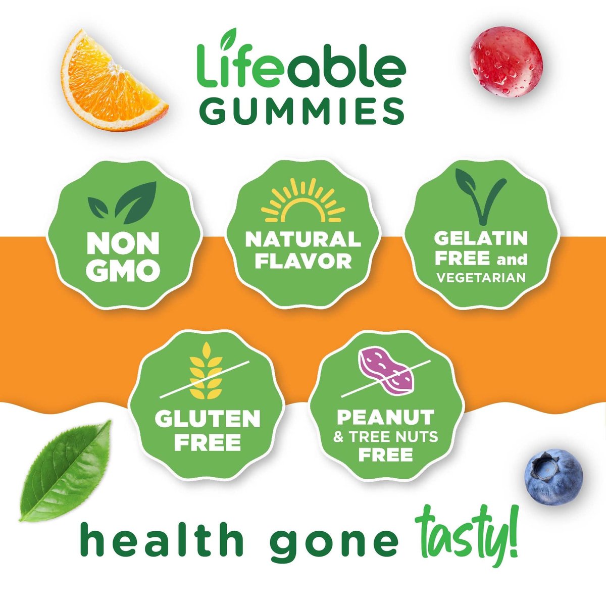 Lifeable Vitamin C Gummies für Erwachsene | 750 mg | Leckerer Orangen-Geschmack | Vegan & Non-GMO | Immununterstützung | 90 Gummis