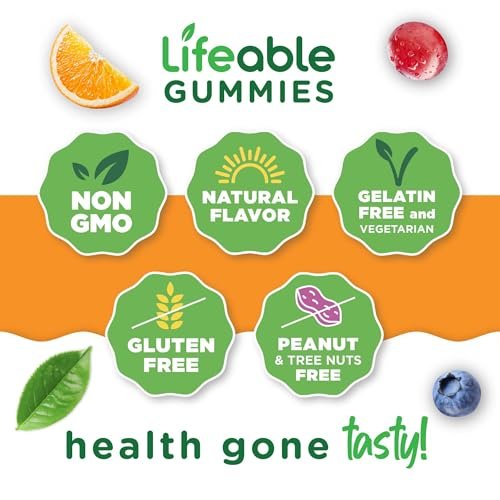 Lifeable Vitamin C Gummies für Erwachsene | 750 mg | Leckerer Orangen-Geschmack | Vegan & Non-GMO | Immununterstützung | 90 Gummis