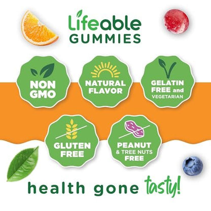 Lifeable Vitamin C Gummies für Erwachsene | 750 mg | Leckerer Orangen-Geschmack | Vegan & Non-GMO | Immununterstützung | 90 Gummis