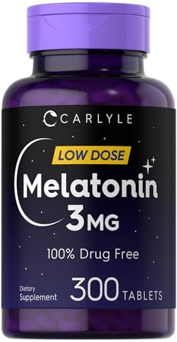 Carlyle Melatonin 3 mg Tabletten | 300 Stück | Niedrige Dosis &amp; ohne Arzneimittel | Vegetarisch, Nicht-GVO, Glutenfrei