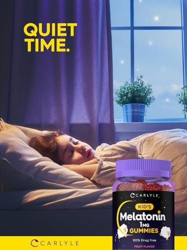 Carlyle Melatonin Gummis für Kinder | 1 mg, 70 Stück | Fruchtgeschmack | Vegan, Nicht-GVO, Glutenfrei