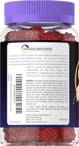 Carlyle Melatonin Gummis für Kinder | 1 mg, 70 Stück | Fruchtgeschmack | Vegan, Nicht-GVO, Glutenfrei