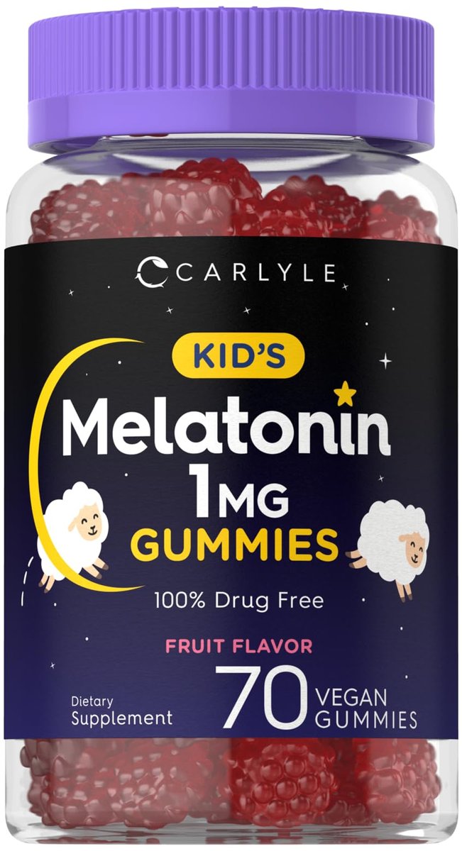 Carlyle Melatonin Gummis für Kinder | 1 mg, 70 Stück | Fruchtgeschmack | Vegan, Nicht-GVO, Glutenfrei