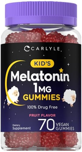 Carlyle Melatonin Gummis für Kinder | 1 mg, 70 Stück | Fruchtgeschmack | Vegan, Nicht-GVO, Glutenfrei