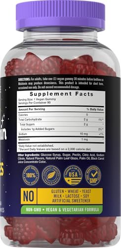 Carlyle Melatonin 1mg Gummis – 90 Stück | Fruchtgeschmack | Vegan, Nicht-GVO, Glutenfrei