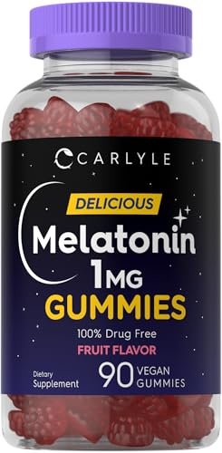 Carlyle Melatonin 1mg Gummis – 90 Stück | Fruchtgeschmack | Vegan, Nicht-GVO, Glutenfrei