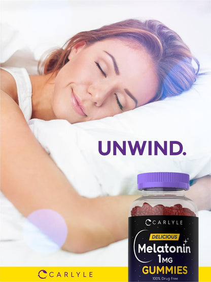 Carlyle Melatonin 1mg Gummis – 90 Stück | Fruchtgeschmack | Vegan, Nicht-GVO, Glutenfrei
