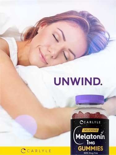 Carlyle Melatonin 1mg Gummis – 90 Stück | Fruchtgeschmack | Vegan, Nicht-GVO, Glutenfrei