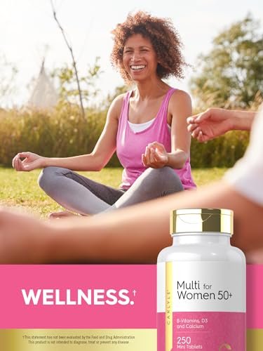 Carlyle Multivitamin für Frauen ab 50 – 250 Mini-Tabletten – mit B-Vitaminen, D3, Calcium und Folsäure – Eisenfrei – Non-GMO, Glutenfrei