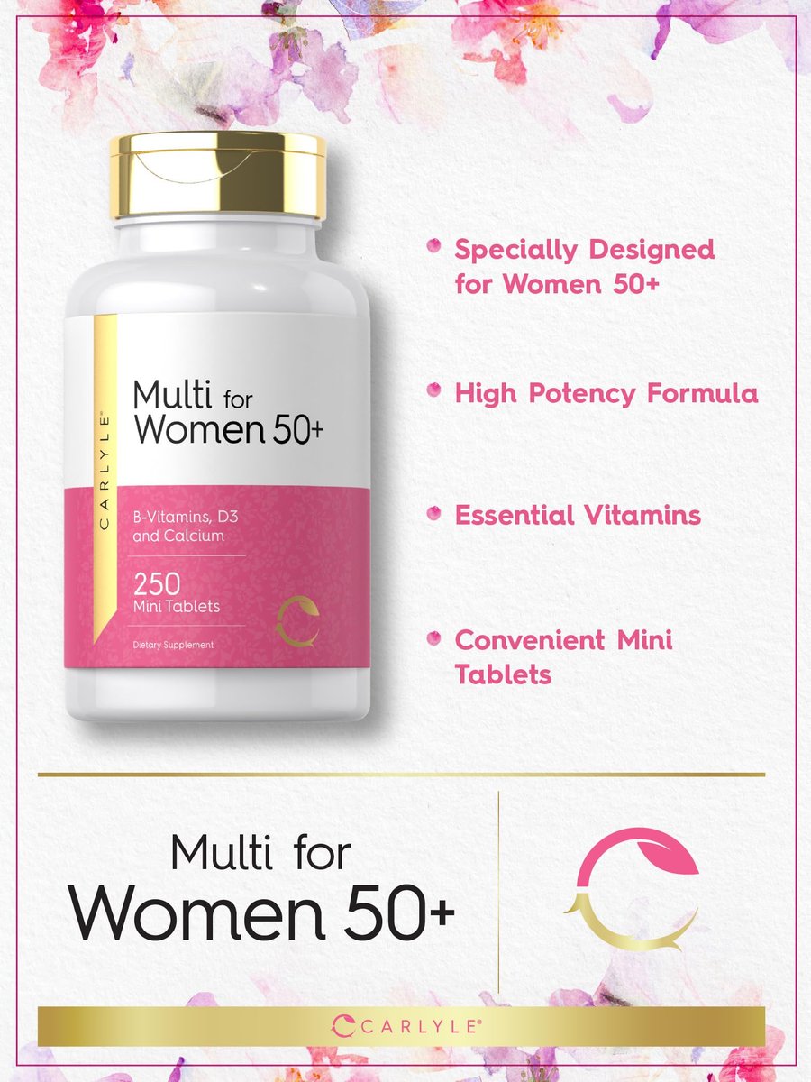 Carlyle Multivitamin für Frauen ab 50 – 250 Mini-Tabletten – mit B-Vitaminen, D3, Calcium und Folsäure – Eisenfrei – Non-GMO, Glutenfrei