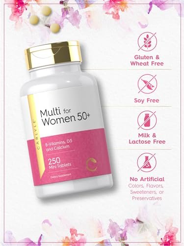Carlyle Multivitamin für Frauen ab 50 – 250 Mini-Tabletten – mit B-Vitaminen, D3, Calcium und Folsäure – Eisenfrei – Non-GMO, Glutenfrei