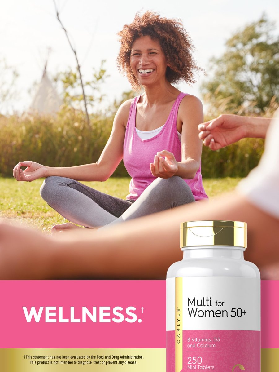 Carlyle Multivitamin für Frauen ab 50 – 250 Mini-Tabletten – mit B-Vitaminen, D3, Calcium und Folsäure – Eisenfrei – Non-GMO, Glutenfrei