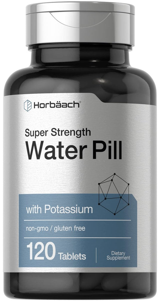 Horbäach Wasserpillen | Extra Stärke | 120 Tabletten | Veganes, Non-GMO & Glutenfreies Nahrungsergänzungsmittel