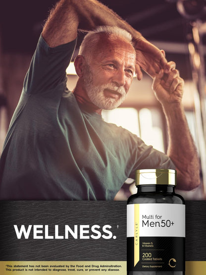 Carlyle Multivitamin für Männer 50+ | 200 Kapseln | mit B-Vitaminen, Vitamin D, Magnesium & Zink | Nicht-GVO, glutenfrei