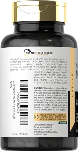 Carlyle Multivitamin für Männer 50+ | 200 Kapseln | mit B-Vitaminen, Vitamin D, Magnesium & Zink | Nicht-GVO, glutenfrei