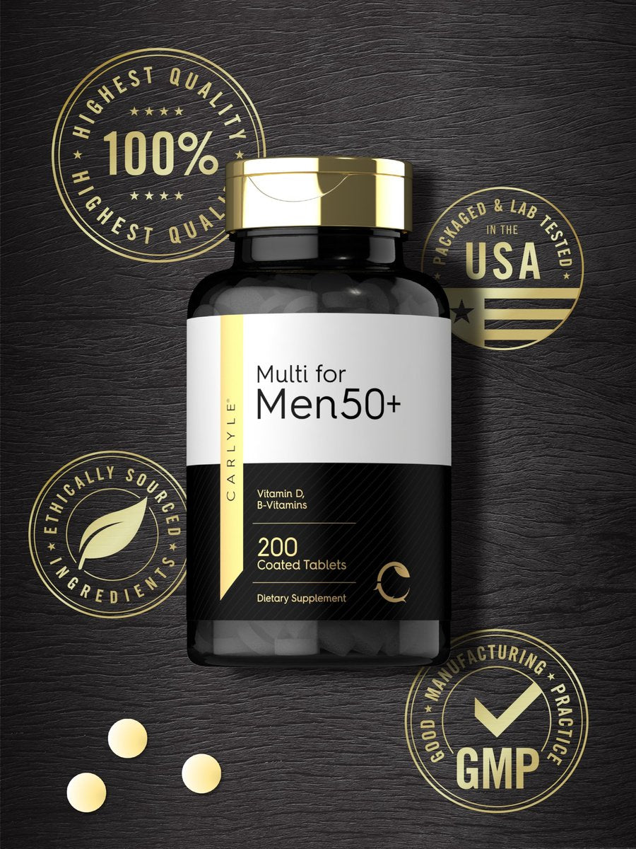 Carlyle Multivitamin für Männer 50+ | 200 Kapseln | mit B-Vitaminen, Vitamin D, Magnesium & Zink | Nicht-GVO, glutenfrei