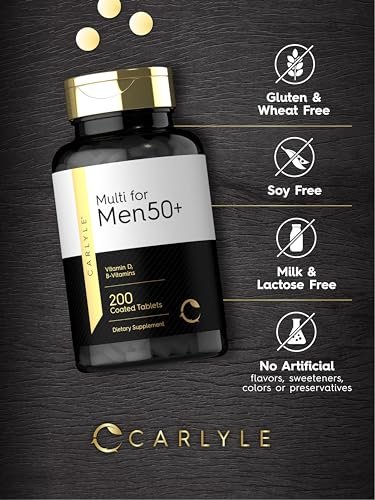 Carlyle Multivitamin für Männer 50+ | 200 Kapseln | mit B-Vitaminen, Vitamin D, Magnesium & Zink | Nicht-GVO, glutenfrei