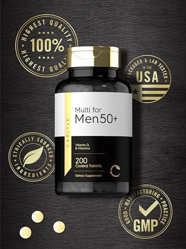 Carlyle Multivitamin für Männer 50+ | 200 Kapseln | mit B-Vitaminen, Vitamin D, Magnesium & Zink | Nicht-GVO, glutenfrei