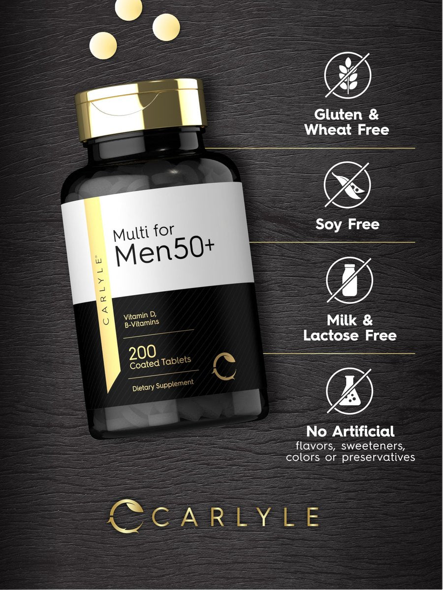 Carlyle Multivitamin für Männer 50+ | 200 Kapseln | mit B-Vitaminen, Vitamin D, Magnesium & Zink | Nicht-GVO, glutenfrei