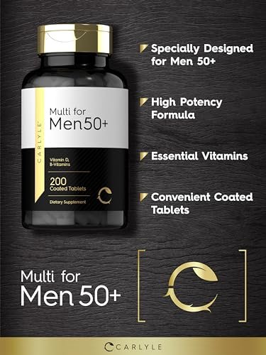 Carlyle Multivitamin für Männer 50+ | 200 Kapseln | mit B-Vitaminen, Vitamin D, Magnesium & Zink | Nicht-GVO, glutenfrei