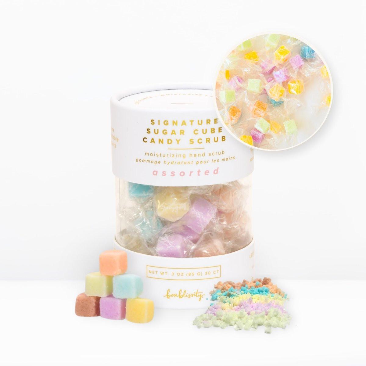 Bonblissity Zuckerwürfel Peeling Set, 30 Stück - Zucker Körperpeeling Geschenkset mit verschiedenen Düften, sanfter Hand-, Fuß- und Körperpeeling verwandelt sich in Lotion, Reisegröße