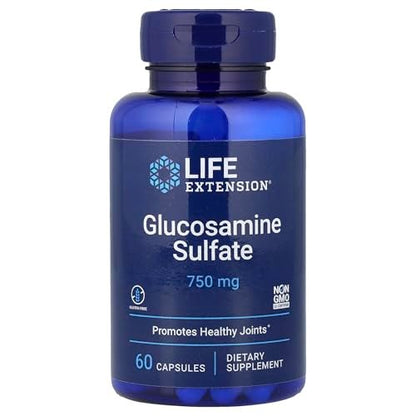 Life Extension Glucosamin Sulfat 750 mg – Unterstützt Kniefreiheit und Gelenkgesundheit, glutenfrei, nicht-GVO, 60 Kapseln