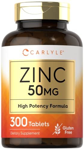 Carlyle Zink 50mg | 300 Tabletten | Vegetarisch, Non-GMO & Glutenfrei | Zinkgluconat | Hochdosiert