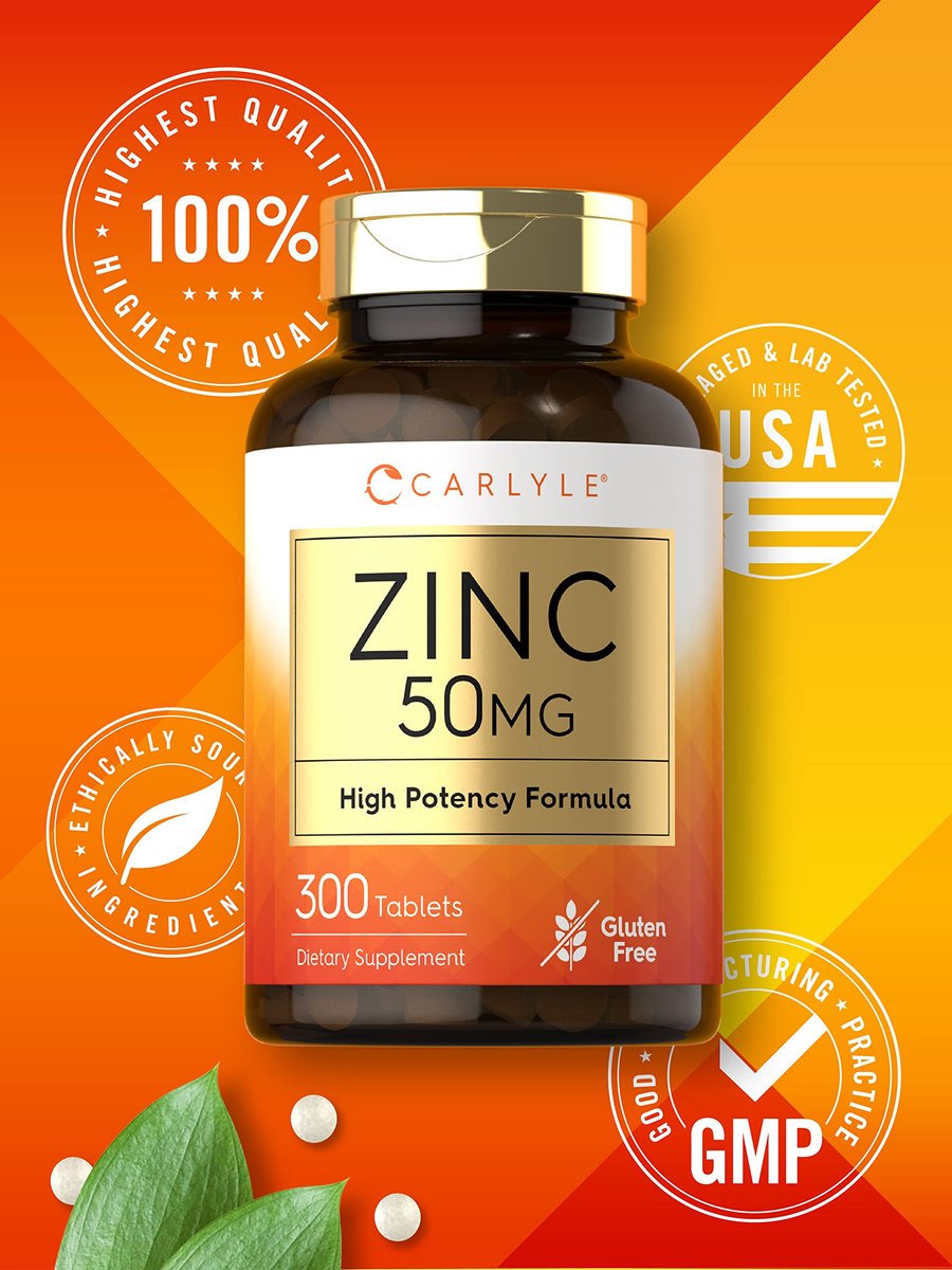 Carlyle Zink 50mg | 300 Tabletten | Vegetarisch, Non-GMO & Glutenfrei | Zinkgluconat | Hochdosiert