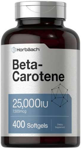 Horbäach Beta-Carotin Kapseln | 25.000 IE | 7.500 mcg Vitamin A | 400 Softgels | Nicht-GVO & Glutenfrei