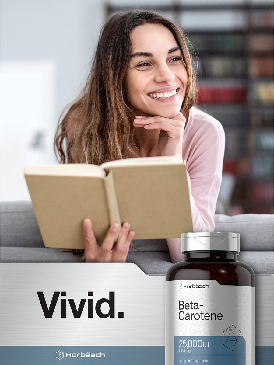 Horbäach Beta-Carotin Kapseln | 25.000 IE | 7.500 mcg Vitamin A | 400 Softgels | Nicht-GVO & Glutenfrei