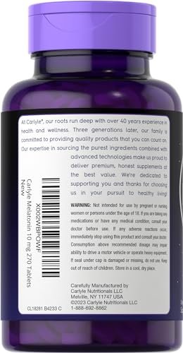 Carlyle Melatonin 10 mg + L-Theanin | 270 Tabletten | Vegetarisch, Nicht-GVO, Glutenfrei | Schlafhilfe